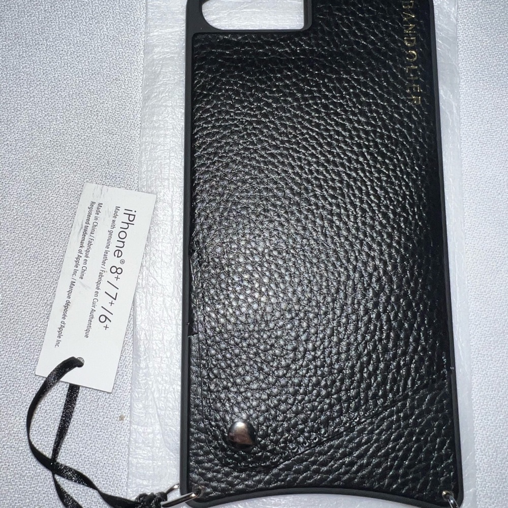 Bandolier iPhone 8+/7+/6+ phone case, black leather with no strap